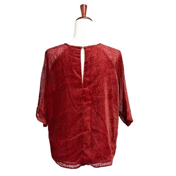Jigsaw Top Women Size 10‎ Red Tufted Velvet Dots Dressy Layered Blouse (15) - Picture 6 of 11